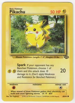 Pikachu 60/64 Common NM Non Holo Pokemon Card HQ Scan - Image 1