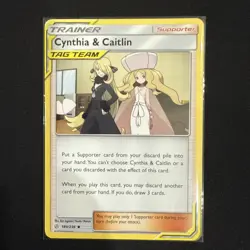 Cynthia & Caitlin 189/236 Cosmic Eclipse Pokemon TCG trading card, regular! - Image 1