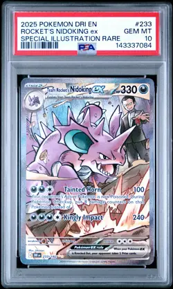 2025 POKEMON DRI EN-DESTINED RIVALS #233 TEAM ROCKET'S NIDOKING EX PSA 10 - Image 1