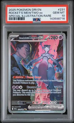 2025 POKEMON DRI EN-DESTINED RIVALS #231 TEAM ROCKET'S MEWTWO EX PSA 10 - Image 1