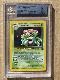 1999-03 Pokemon WOTC Black Star Promo Venusaur #13 Holo Strategy Guide BGS 8 - Image 1