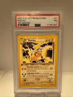 Pokemon 1st Edition Raichu Neo Revelation 21/64 PSA 7 NM Nice 1st Edition - Image 1
