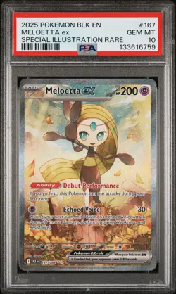 2025 POKEMON BLK EN-BLACK BOLT SPECIAL ILLUSTRATION RARE #167 MELOETTA EX PSA 10 - Image 1