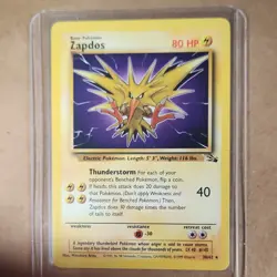 Pokemon TCG Zapdos Fossil 30/62 Rare 1999 Wizards 80 HP Regular Unlimited - Image 1