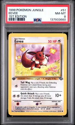 1999 POKEMON JUNGLE 1ST EDITION #51 EEVEE PSA 8 - Image 1