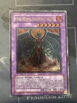 Evil Hero Inferno Wing GLAS-EN038 - Ultimate Rare - 1st Edition LP Yugioh - Image 1