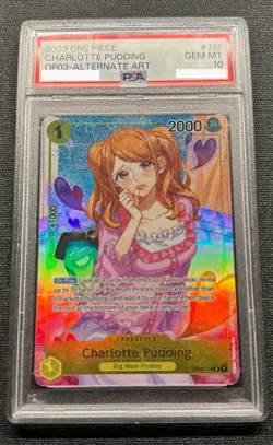 One Piece Charlotte Pudding OP03-112 Pillars of Strength Alternate Art PSA 10 - Image 1