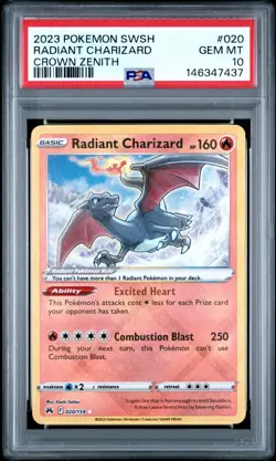 PSA 10 Radiant Charizard #020 Pokemon Card 2023 Crown Zenith Gem Mint - Image 1
