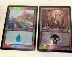 Magic: The Gathering Swamp & Island Foil 2 card lot - Image 1