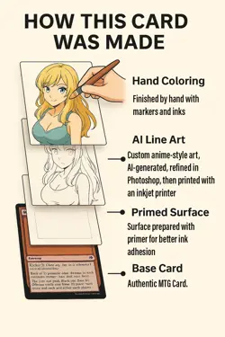 FOREST - Green - MTG *Altered Hand Colored Original Art Anime - Red Head - Image 3