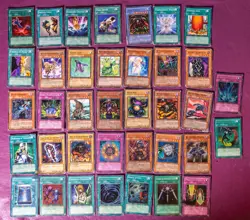 Lot of 37 Yu-Gi-Oh! Cards with Case - Heavy Use - Some Rares - Image 1
