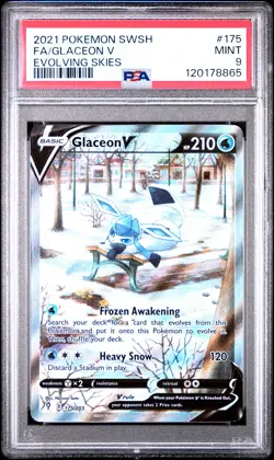 2021 POKEMON SWORD & SHIELD EVOLVING SKIES #175 FULL ART/GLACEON V PSA 9 - Image 1