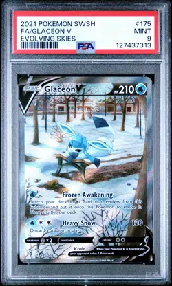 2021 POKEMON SWORD & SHIELD EVOLVING SKIES #175 FULL ART/GLACEON V PSA 9 - Image 1