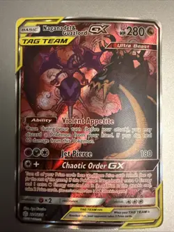 2019 Pokemon Cosmic Eclipse Naganadel & Guzzlord GX Tag Team 224/236 Mint - Image 1