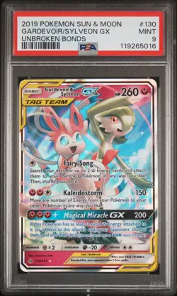 2019 POKEMON SUN & MOON UNBROKEN BONDS #130 GARDEVOIR & SYLVEON GX PSA 9 - Image 1
