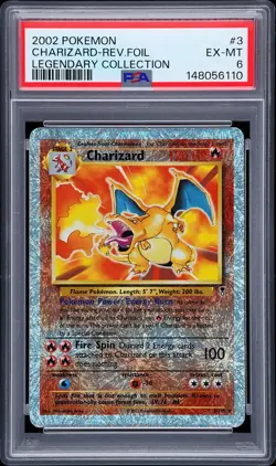 2002 POKEMON LEGENDARY COLLECTION #3 CHARIZARD-REVERSE FOIL PSA 6 - Image 1