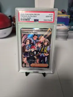 2025 Pokemon TCG Prismatic Evolutions Friends In Paldea UR #137/131 gem Mint 10 - Image 1