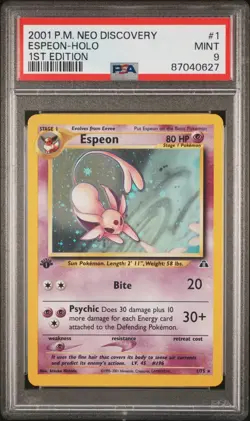 Pokemon Neo Discovery 1st Edition Espeon-Holo #1 2001 PSA 9 - Image 1