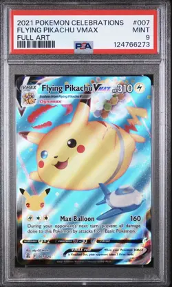 2021 Pokemon Celebrations Flying Pikachu VMax Full Art #007/025 PSA MINT 9 - Image 1