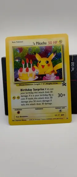 2000 Pokemon Promo Birthday Pikachu Holo Black Star #24 LP - Image 1