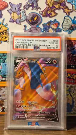 2020 Pokemon Champion's Path ETB Promo Charizard V SWSH050 - PSA 10 GEM MINT - Image 1
