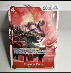 One piece card, Roronoa Zoro ST21-015 SR, RED STRAW HAT Logo 16, Yosuke Adachi - Image 1