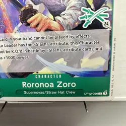 Roronoa Zoro OP12-036 C, GREEN 3 SWORD LOGO 24, one piece card, NIJIMAARC - Image 4