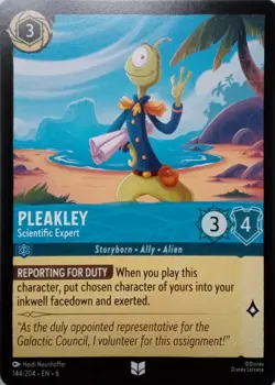 144/204 PLEAKLEY SCIENTIFIC EXPERT AZURITE SEA UNCOMMON DISNEY LORCANA CARD - Image 1