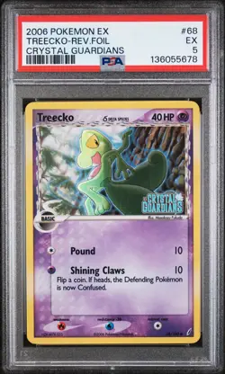 2006 POKEMON EX CRYSTAL GUARDIANS #68 TREECKO-REVERSE FOIL PSA 5 - Image 1