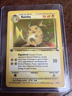 Raichu 1st Edition Holo Holographic 14/62 Fossil Pokemon Rare - Image 2