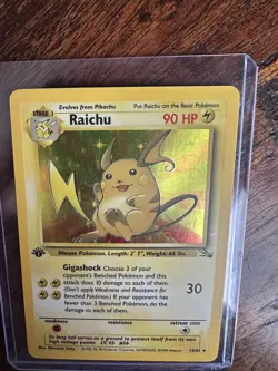Raichu 1st Edition Holo Holographic 14/62 Fossil Pokemon Rare - Image 3