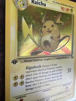 Raichu 1st Edition Holo Holographic 14/62 Fossil Pokemon Rare - Image 5