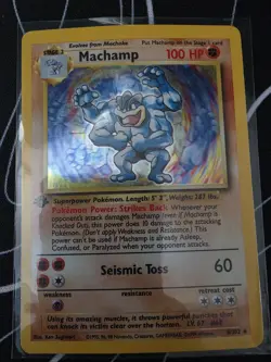 Pokemon TCG Machamp Holo Rare 1st Edition Shadowless Base Set 8/102 - Image 1