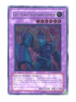 Lightly Played, English - 1 x YGO Evil Hero Lightning Golem - GLAS-EN039 - Ultim - Image 1