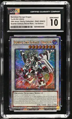 Yu-Gi-Oh TCG Borreload Savage Dragon - RA01-EN033 1st Ed. QC Secret Rare CGC 10 - Image 1