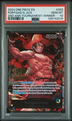 2024 One Piece Portgas D. Ace English PSA 10 2nd Anniversary Tournament Winner - Image 1