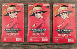 LOT OF 3x One Piece OP-13 Carrying on His Will Sleeved Blister Booster Packs - Image 1