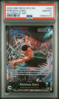 2025 One Piece OP12 Roronoa Zoro Leader Alternate Art PSA 10 GEM MINT #020 - Image 2