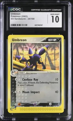 CGC 10 GEM MINT Umbreon 2003 EX Sandstorm 24/100 Pokemon Card - Image 1