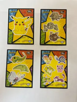 2000 Topps Pokemon Sticker & Puzzle Card Lot Pikachu Ash Caterpie Evolution - Image 1