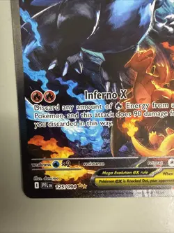 Pokemon TCG Mega charizard x ex 125/094 phantasmal flames Full Art Card Ungraded - Image 3