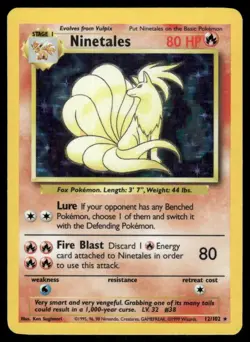 Pokemon Cards Ninetales 12/102 Base Set Unlimited Holo Holo Rare - Image 1