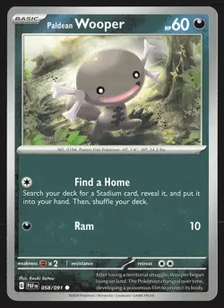 SV: Paldean Fates Paldean Wooper #058/091 Common Pokemon Card - Image 1