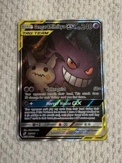 Pokemon Gengar & Mimikyu GX TAG TEAM Full Art Holo Ultra Rare 165/181 Team Up - Image 1