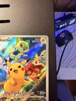 Pokemon Pikachu Promo Full Art Holo Card SVP Black Star 027 Scarlet & Violet - Image 4