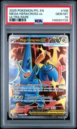 PSA 10 - MEGA HERACROSS EX #108 ULTRA RARE 2025 POKEMON PFL EN PHANTASMAL FLAMES - Image 1