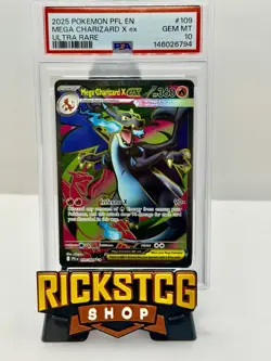 2025 POKEMON PFL EN-PHANTASMAL FLAMES ULTRA RARE #109 MEGA CHARIZARD X EX PSA 10 - Image 1