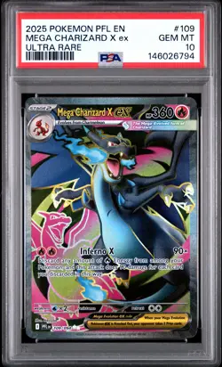2025 POKEMON PFL EN-PHANTASMAL FLAMES ULTRA RARE #109 MEGA CHARIZARD X EX PSA 10 - Image 2