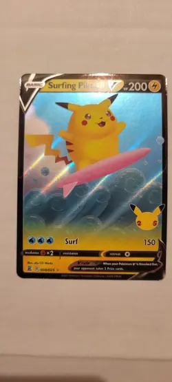 Celebrations Surfing Pikachu V Holofoil 008/025 Pokemon Card - Image 3
