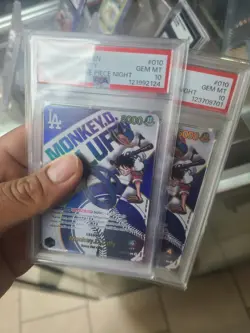 Los Angeles Dodgers One Piece Monkey D Luffy Leader Promo Card Psa 10 - Image 1